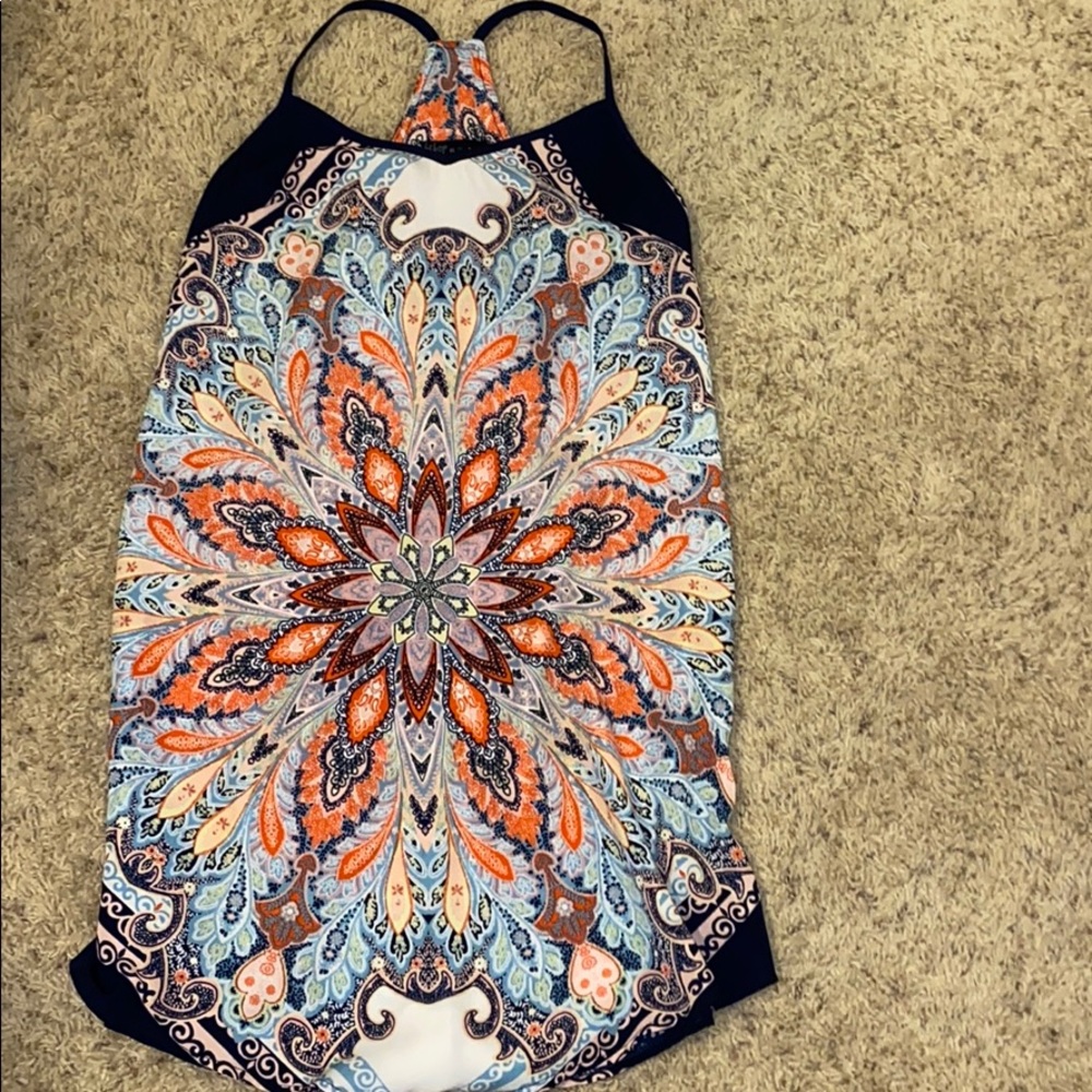 Spaghetti strap patterned flowy dress